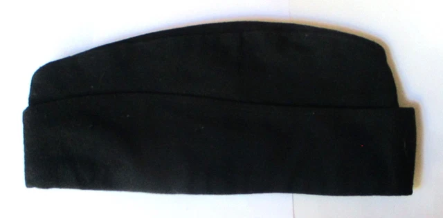 ORIGINAL WW2 VINTAGE US NAVY OFFICER Black GARRISON HAT OVERSEAS CAP