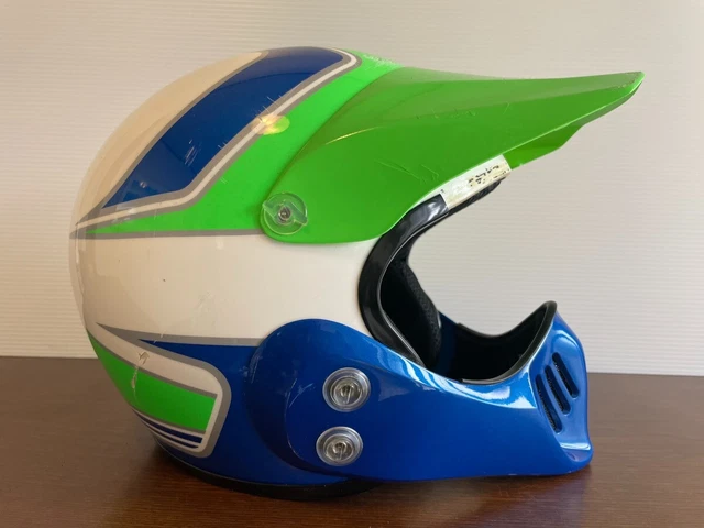 Vintage Arai Motocross Helmet MX-II Green / Blue / White Size S Kawasaki Color