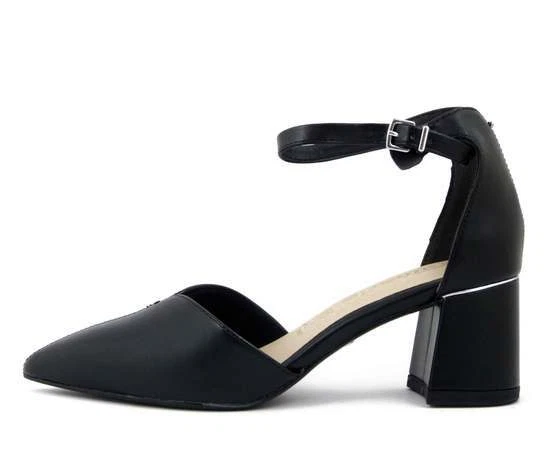 Chaussures Femme Élégant Noir Courtes,Ouvertes Avec Sangle de Talon Medium 6 CM