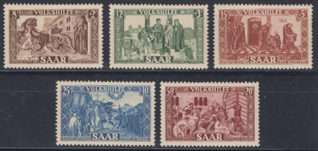 Saarland 1950 Volkshilfe Nr. 299 - 303 (*) Entfalzt - Michel 30 € Ansehen Lohnt