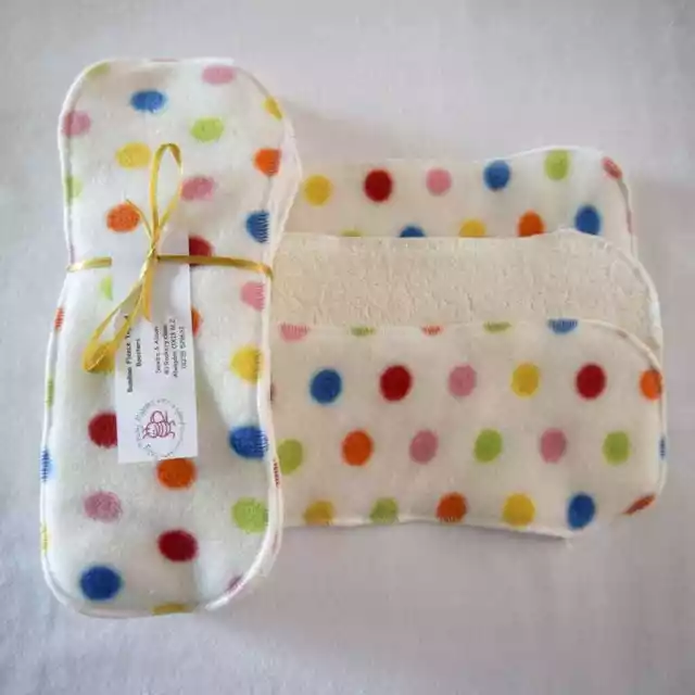 Cream Spotty!! Bamboo Fleece Topped Nappy Boosters pk5 bamboo absorbent liners