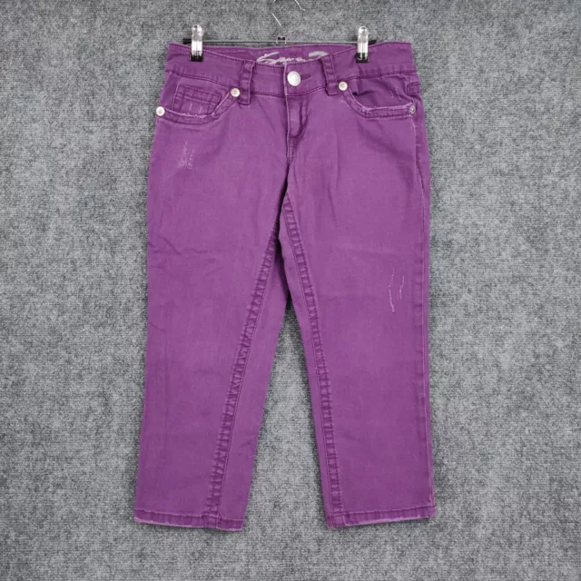 Seven7 Jeans Womens 4 Low Rise Capri 5-Pocket Zip Closure Dark Wash Purple Denim