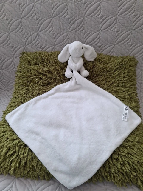 RARE RETIRED MAMAS And Papas White Plush Bunny Rabbit Comforter Blankie ...