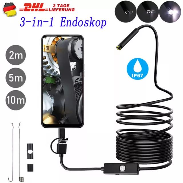 2m/5m/10m USB Endoscope Endoskop 6 LED Inspektions Kamera für Android Handy PC 2