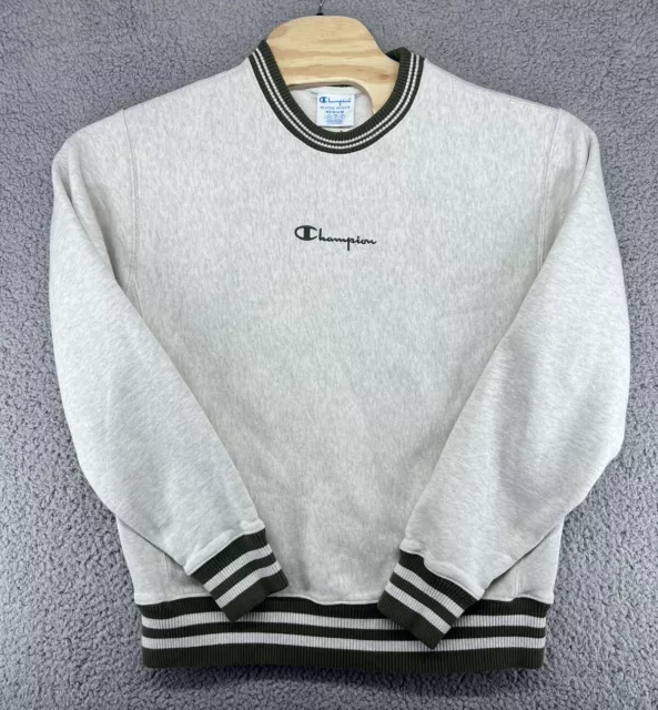 Champion UO Exclusive Reverse Weave Mens White Ringer Crew Neck Sweatshirt M