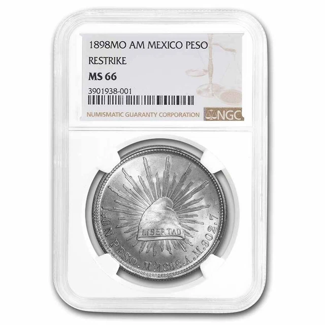 1898 Mo-AM Mexico Silver Peso MS-66 NGC (1949 Restrike) - SKU#254180
