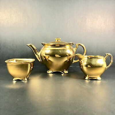 Vintage Royal Winton Grimwades Gold Lustre Teapot Creamer and Sugar