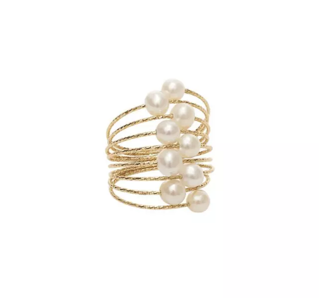 Bague en or Jaune Ou Blanc Ou Rose 18K Multifils Élastique avec Perles Magicwire