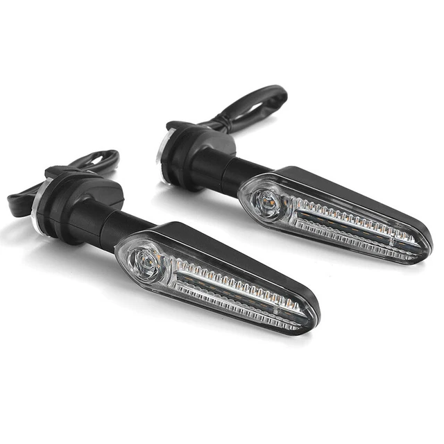 2PCS Motorcycle Moped Scooter Turn Signal Indicators Light Flowing Lamp Amber