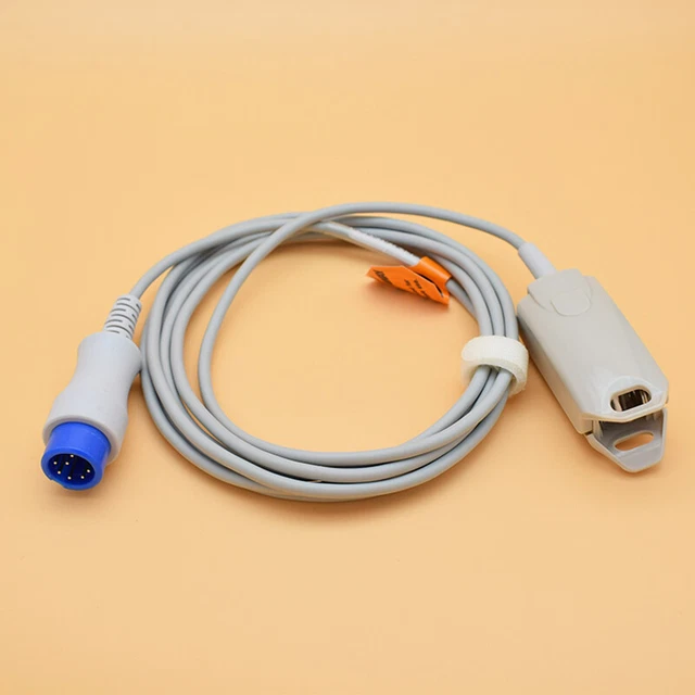 for Mindray IPM6/8/10 T5/6/8 N12/15 7pin 3m SpO2 Sensor Cable Adult Finger Clip