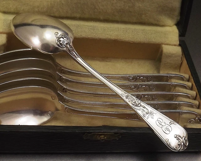 Orfevrerie Au Louvre 6 Cuilleres A Cafe Louis Xv En Metal Argente 1950