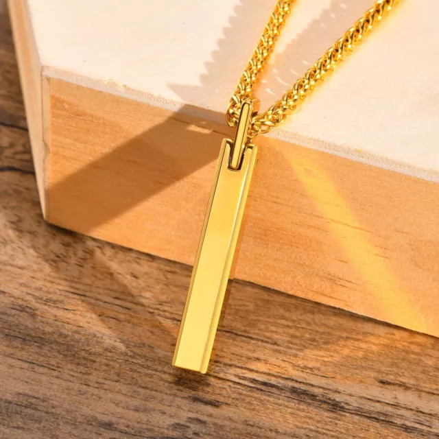 60cm Chian Tungsten Carbide Men 18K Gold High Polished 5.7*35mm Pendant Necklace 60cm Chian Tungsten Carbide Men 18K Gold High Polished 5.7*35mm Pendant Necklace