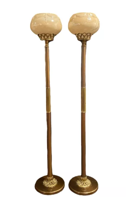 Vintage Pair Art Deco torchiere floor lamps