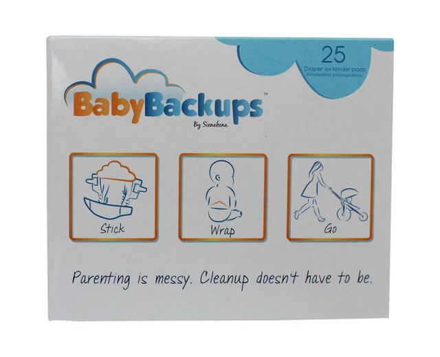 BabyBackups Diaper Extender Pads, Prevent Blowouts, 25 Pack White