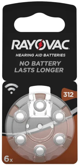 6 batterie per apparecchi acustici Rayovac Acoustic Special 312 6 Pr41...