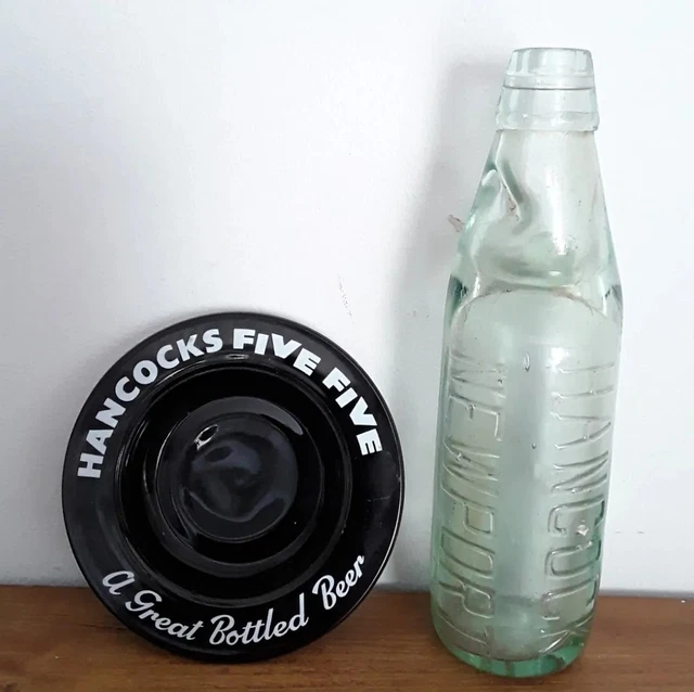 Hancocks Brewery Five Five Ashtray & Glass Beer Bottle - Man Cave / Bar Vintage