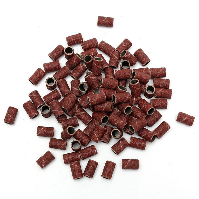 100 pezzi trapano per unghie nastro abrasivo punte di ricambio pedicuere (#80) C5V5