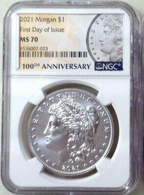2021 P Morgan Silver Dollar - Privy NGC MS70 ~ FDOI First Day Issue ~ Rare