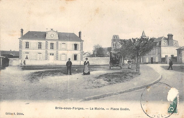 Cpa 91 Briis Sous Forges La Mairie Place Godin