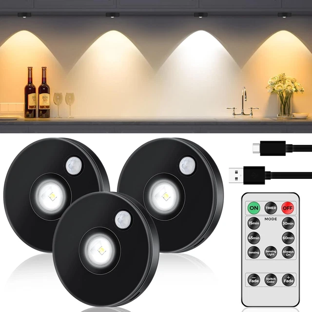 Rechargeable Motion Sensor Night Light, Battery Operated nightlights, Dimmable Motion Sensor Light Indoor, Cordless Motion Activated Night Lights for Adults, Bathroom, Bedroom, Hallway(2Pack