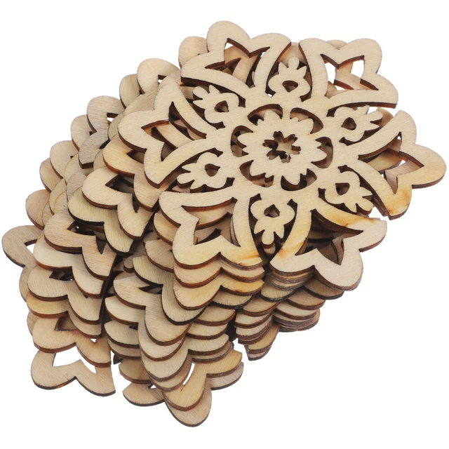 10 stücke 8 * 8 cm Weihnachten Hängende Ornamente Dekoration Holz Hohl