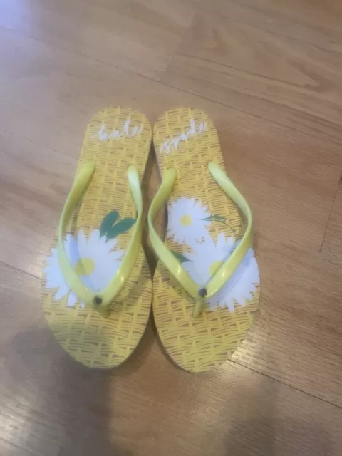 KATE SPADE FIJI WOMENS THONG SLIP ON FLIP-FLOPS yellow daisy size 9