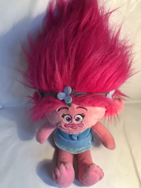 Prinzessin Mohn Trolle weiches Plüschtier 35 cm offizielle Film Trolle rosa Haare gebraucht