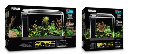 Fluval Spec Aquarium 10L / 19L Gloss Black White Led Light Hagen Fish Tank