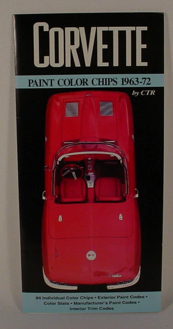 1953 - 1972 Chevrolet Corvette  Paint Color Chip Brochure - New Old Stock