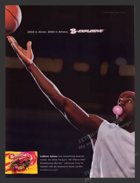 LeBron James Bubblicious Gum 2004 Original Advertisement B-Explosive Wall  Sign
