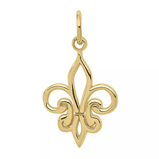 14k Jaune Plaqué Or Fleur de Lis Collier Breloque Pendentif Fin Bijoux Femme