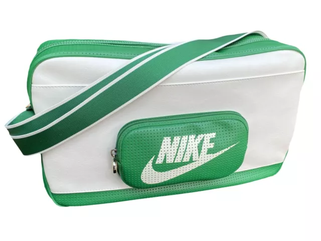 Neu Nike Damen Vintage Court FITNESSSTUDIO SPORT SCHULTERTASCHE BA 2375 weiß grün