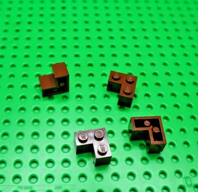 4 X LEGO 2357 Reddish Brown Brick 2 x 2 Corner