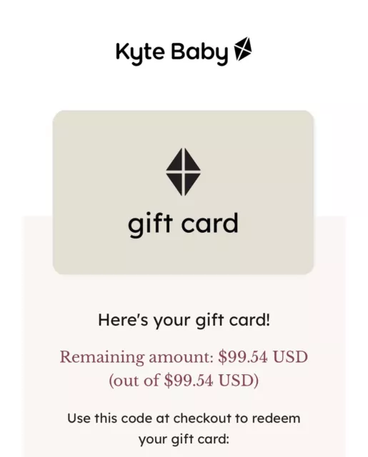 Kyte Baby $99.54 Gift Card