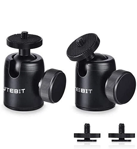 2 Pack DSLR Camera Tripod Ball Head with Hot Shoe Mount Adapter 360°