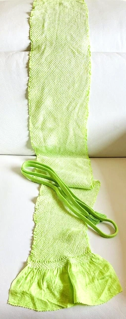 Sciarpa vintage giapponese verde lime Shibori in obice seta e cavo Obijime per kimono