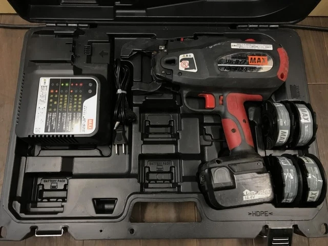 MAX RB-519A-B2C/40A Tire Wire Tie Cordless Machine Set 1 Battery Function Tested