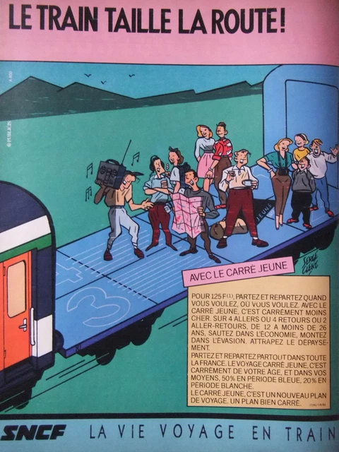 1984 Sncf Le Train Cut The Road Press Advertisement - Serge Clerc Drawing