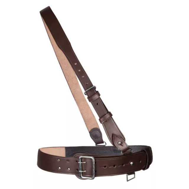 Genuine Leather British Military Sam Browne Belt With Crossover Shoulder Strap