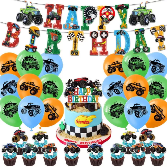 Monster Truck Birthday Party Supply‎ Balloons Banner Cake Toppers Decors NEW