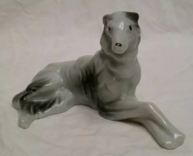 Vtg Borzoi/Russian Wolfhound/Greyhound Dog Porcelain Figurine Japan 4.5 In