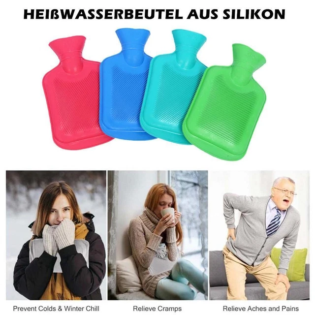 0.5L / 1L Hot Water Bottle Natural Rubber Winter Warmer Warm Night Large J9V3