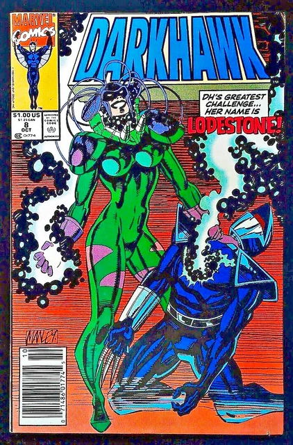 DARKHAWK #8:  Marvel Comics Oct/1991 First LODESTONE Mike Manley Cover (VF+)