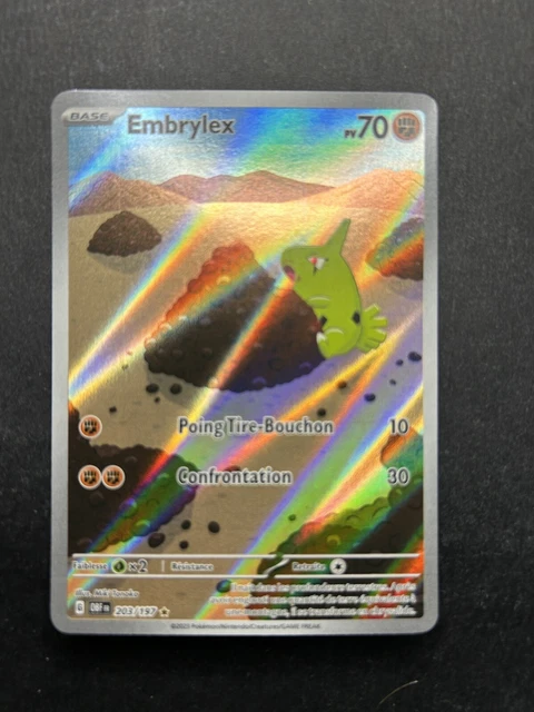 Carte Pokémon Embrylex 203/197 EV03 Flammes Obsidiennes FR Neuf Carte Pokémon Embrylex 203/197 EV03 Flammes Obsidiennes FR Neuf
