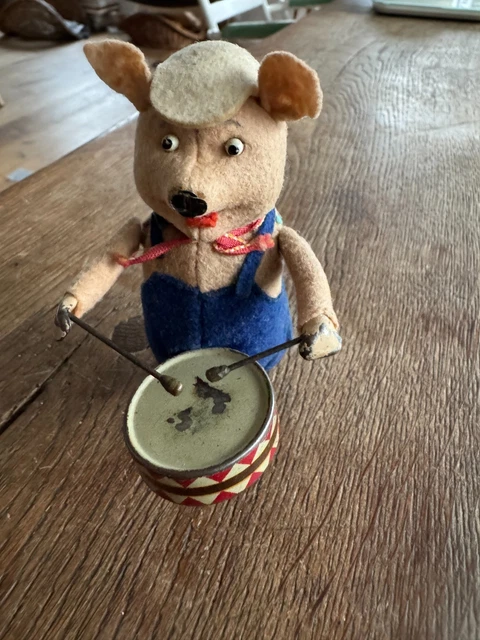 Automate SCHUCO – Cochon Tambour – Jouet Ancien Mécanique