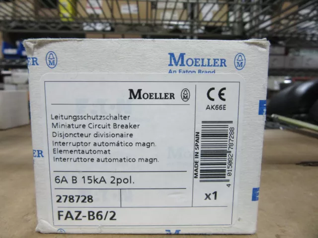 Eaton Moeller FAZ-B6/2 Circuit Breaker 2P 6A 277/480V NEW!!! in Factory Box