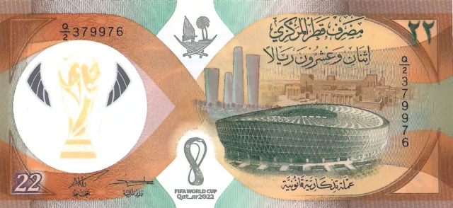 Qatar 22 Riyals, 2022, P-39, UNC, Polymer, Commemorative - Raw note Only