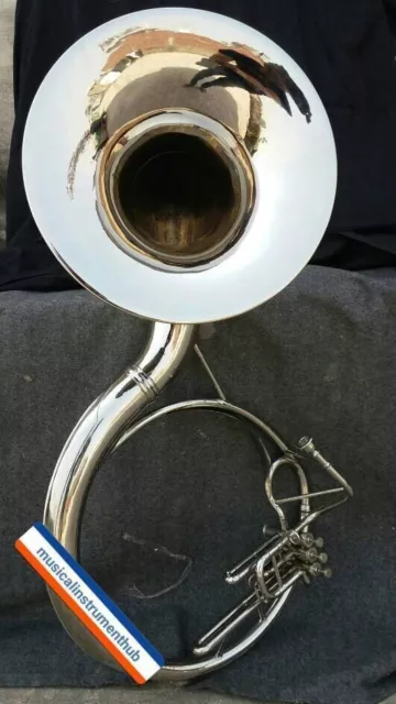 Indan Handmade Silver Finish 22"Sousaphone Brass Made Tuba Mouth Piece With Bag 2