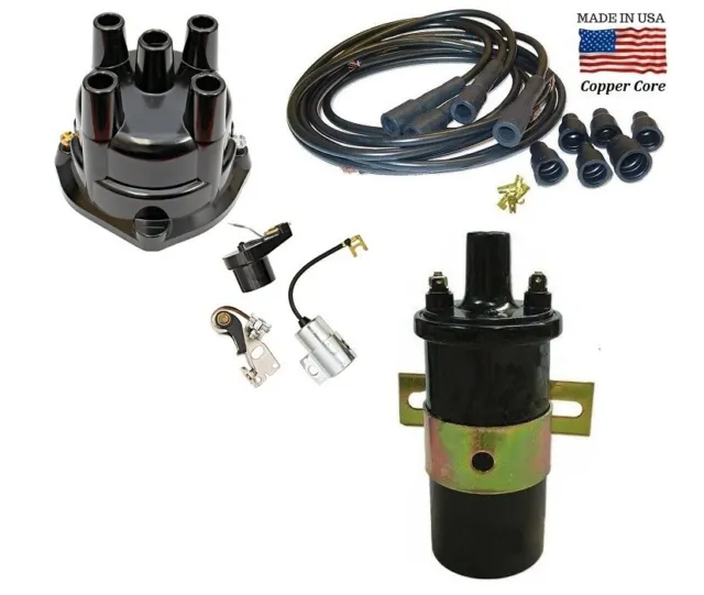 Delco Screw held Distributor Ignition Tune up kit & 12V Coil for 4 Cyl Tractor