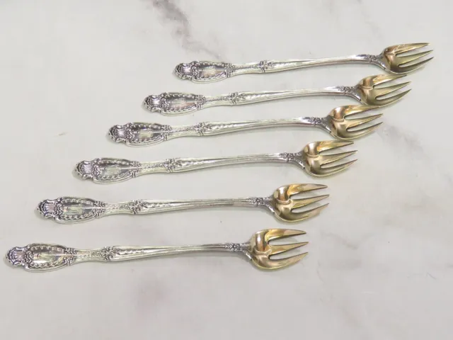 6 Tiffany & Co. Richelieu Sterling Silver Oyster Seafood Cocktail Olive Forks 6"
